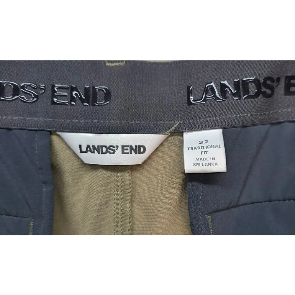 Lands' End Men's Traditional Fit Pants Size 32x34 Chino Khaki Trousers Beige Tan